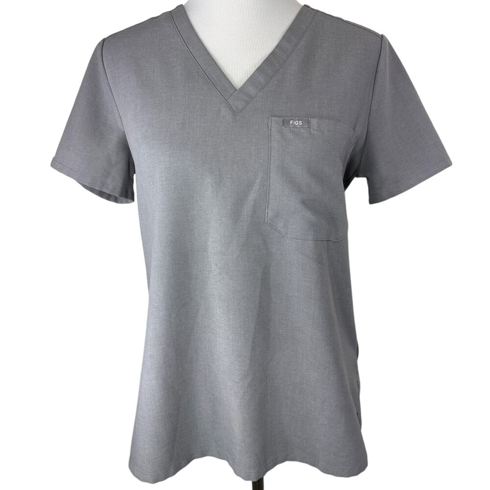 FIGS Technical Collections Women's Scrub Top, Gray, Small